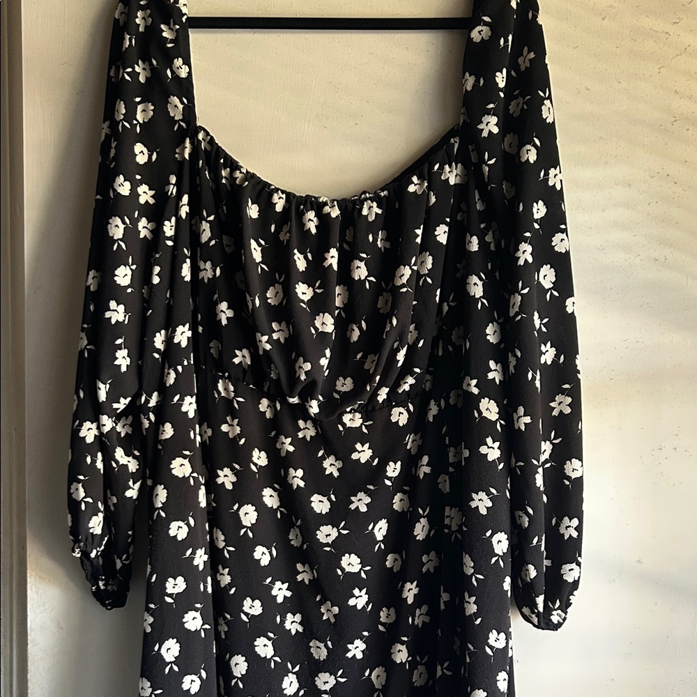 ASOS Curve Black and White Floral Midi Dress